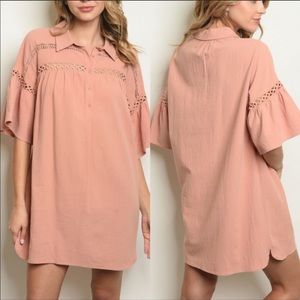 B2G1♦️🆕 Blush Crochet Detailed Tunic Dress